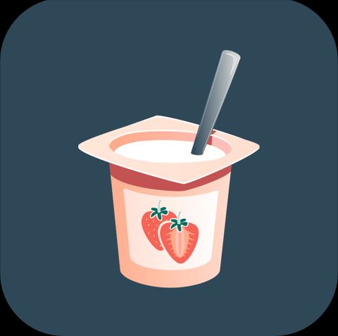 Pot de yaourt aux fraises avec une cuillère